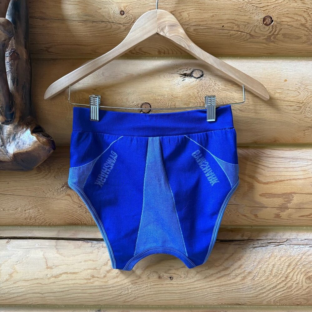 Gymshark Turbo Seamless Crop Top Sports Bra in Blue